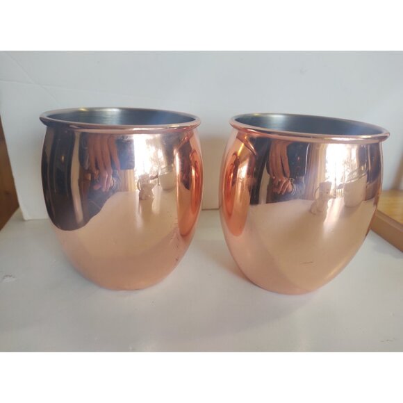 Eco One by Silver One Intl. Moscow Mule Mugs(2) Copper/Silver Brass Handles - Picture 9 of 12